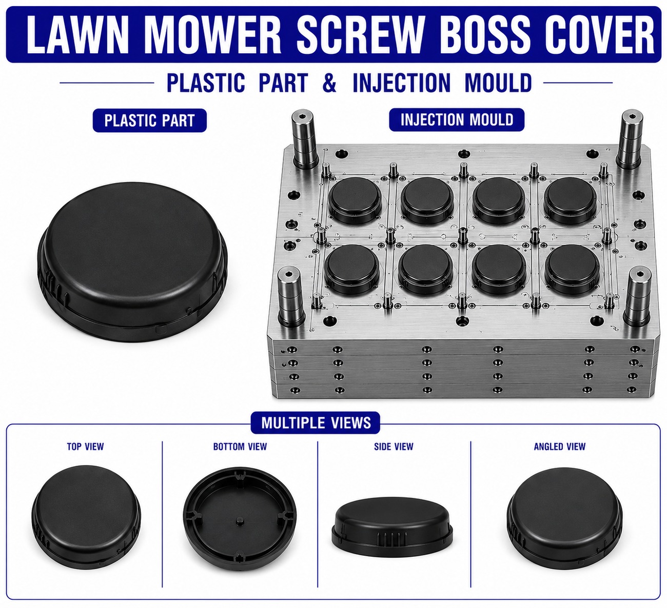 Lawn Mower Plastic Screw Boss Cover Mould and Moulding Services